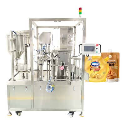 Dual-head Fully Automatic Nozzle-type Filling Sealing and Labeling Machine Plastic Bagged Liquids Pastes Easy to Operate